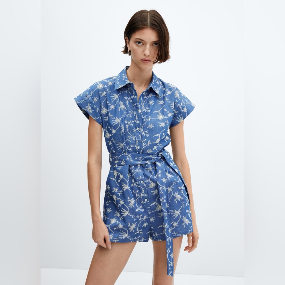 Mango Blue Floral Romper